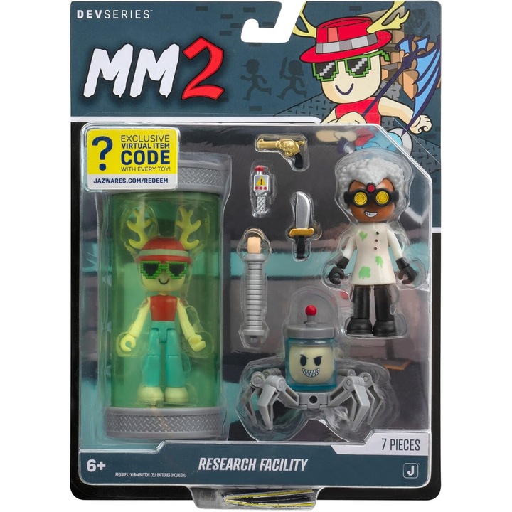 Комплект фигурки Jazwares, DEVSeries Roblox Research Facility: Nikilis si Mad Scientist, 7 см, многоцветен
