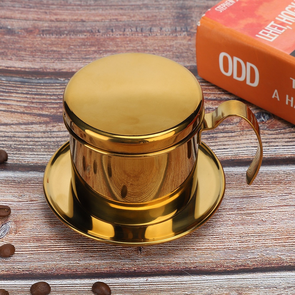 Aparat de cafea elegant, ceasca portabila pentru prepararea din mers, filtru de inalta densitate asigura filtrarea optima a pudrei de cafea, otel inoxidabil construit pentru durabilitate si stil