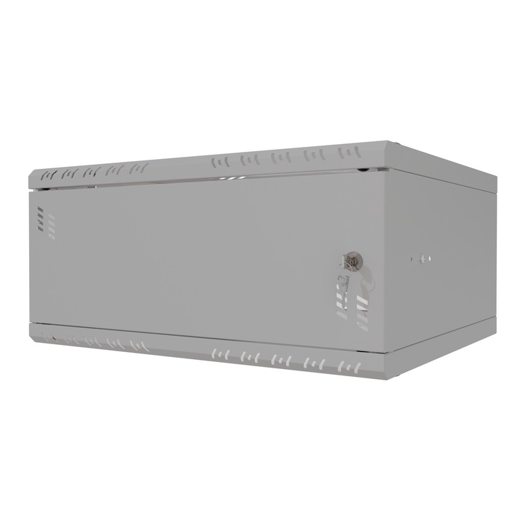 RACK 19" 4U 450mm fém szekrény, Stalflex, szürke, falra szerelhető, fém ajtók