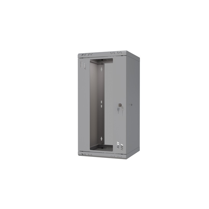 Fali rack szekrény 10" 12U 300mm, Stalflex, szürke, üvegajtóval