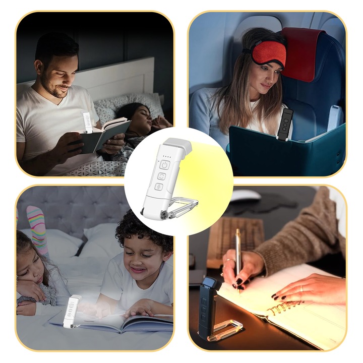 OEM Olvasólámpa, szögbeállítás, csíptetős, állítható színhőmérséklet, hordozható, szemvédő