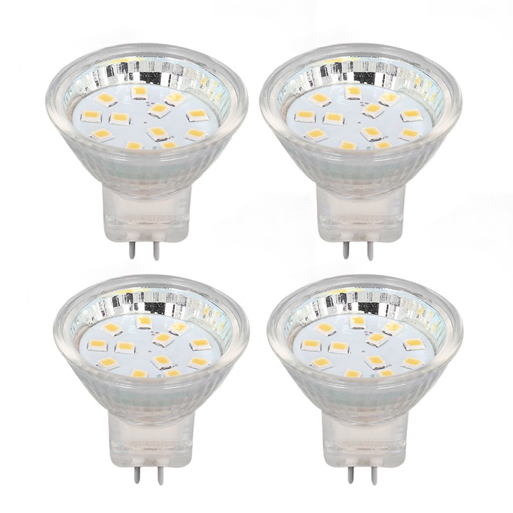 Димируеми MR11 LED крушки, TNEAYWHE, 2W, топла светлина, комплект от 4 броя