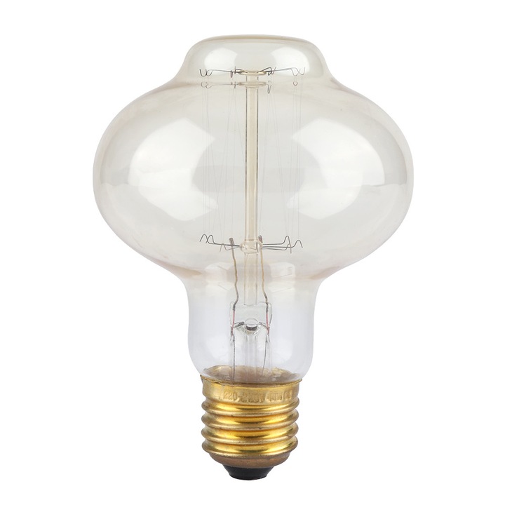 Vintage dekoratív izzó, lámpás alakú, LED-es hatékony, borostyánsárga fényű