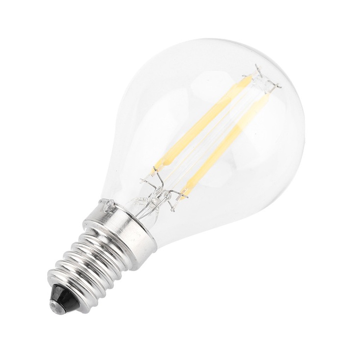Bec LED filament 4W E14 G45 gyertya hatás meleg fehér 220V
