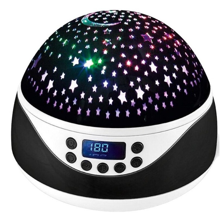 Детски звезден проектор, нощна лампа, въртене на 360°, музика и таймер, многоцветен