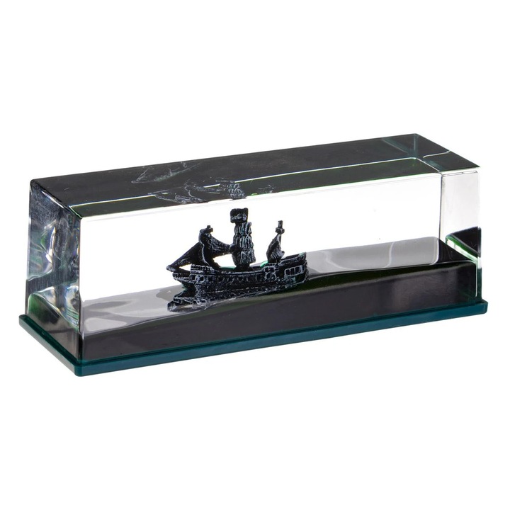 Folyadékjáték, hajó, 15x5x5cm, zöld