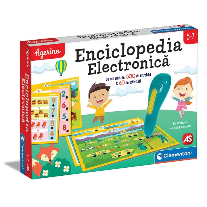 Agerino elektronikus enciklopédia oktatókészlet, 60 tevékenység, 5+ éves kortól, többszínű