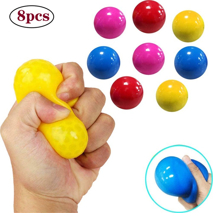 8 db-os stresszoldó játék készlet, mini Squishy labdák, nem mérgező, sokszínű