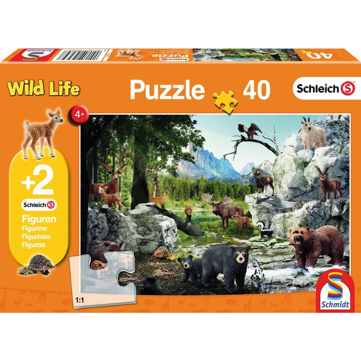 Puzzle Schmidt pentru copii 40 piese Schleich: Animale salbatice