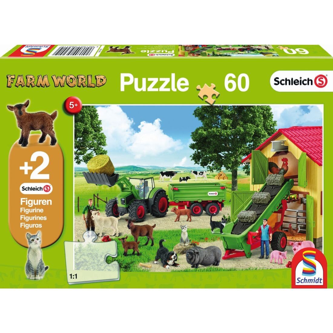 Puzzle Schmidt pentru copii 60 piese Schleich: Adunarea fanului le ferma