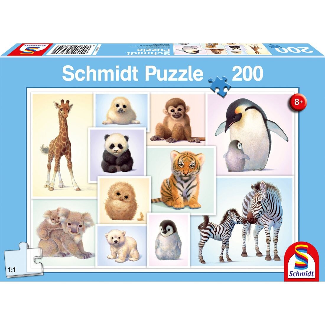 Puzzle Schmidt pentru copii 200 piese: Puii animalelor salbatice