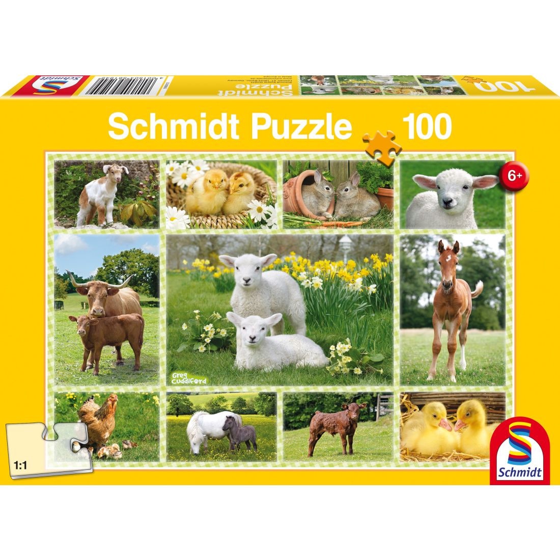 Puzzle Schmidt pentru copii 100 piese: Puii animalelor domestice