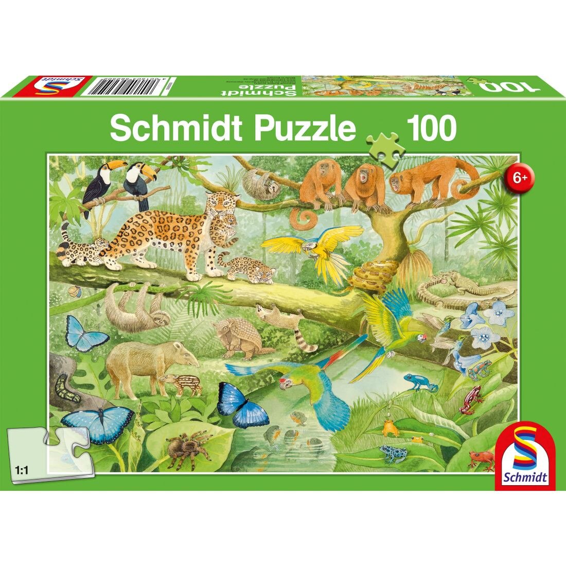 Puzzle Schmidt pentru copii 100 piese: Animale in jungla