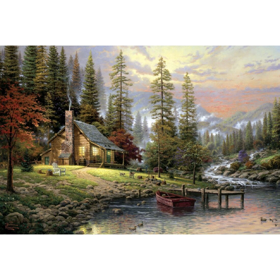 Puzzle Schmidt 500 piese Thomas Kinkade: Cabana in munti. Refugiu