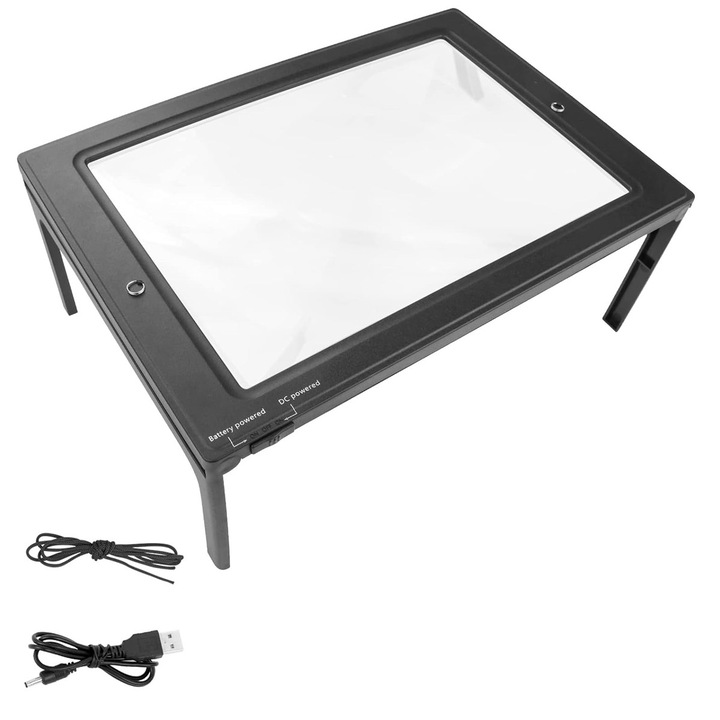 Lupa inovatoare cu suport, AMRINUGL, alimentare duala, 12 LED-uri, dimensiune mare