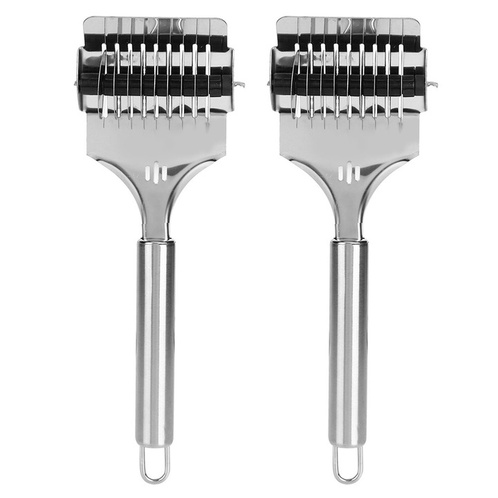 Feliator manual din otel inoxidabil pentru paste si legume, maner ergonomic, argintiu, 20x5cm