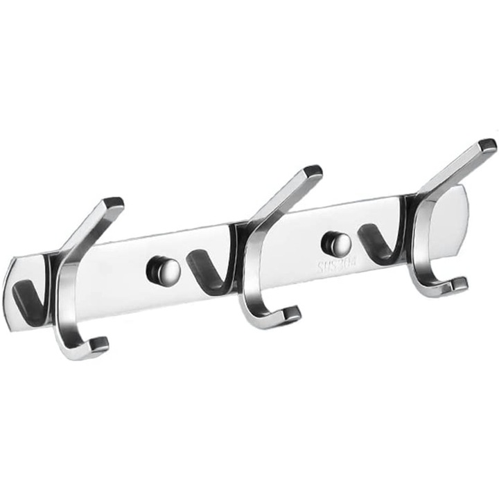 Стенна закачалка за дрехи, AMRINUGL, изработена от неръждаема стомана 304, декоративен дизайн, двойни куки, лесен монтаж