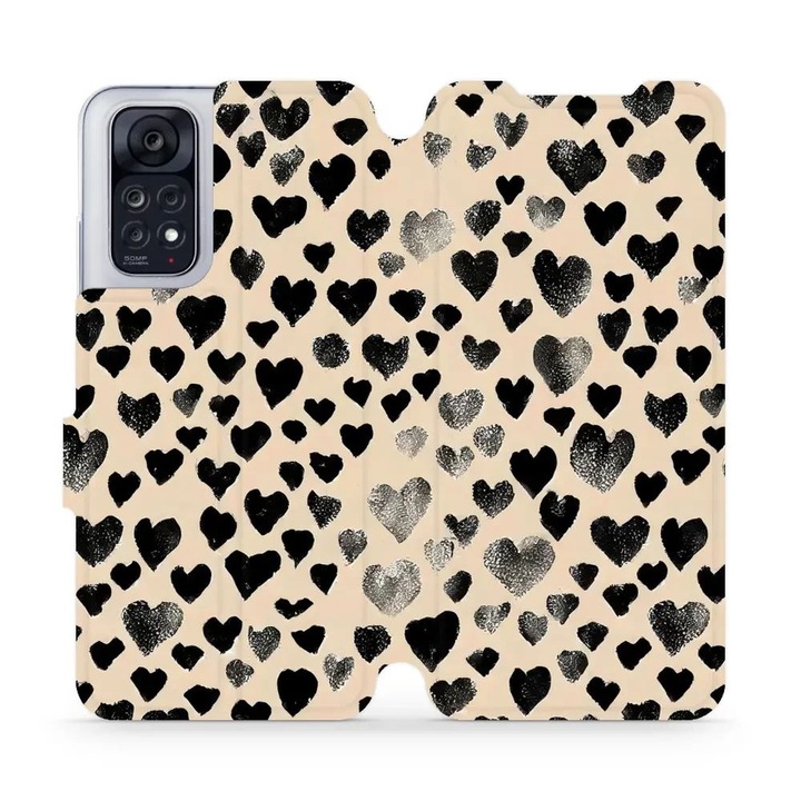 Mobiwear флип калъф за Xiaomi Redmi Note 11 / 11S, дизайн сърце, многоцветен, материал еко кожа