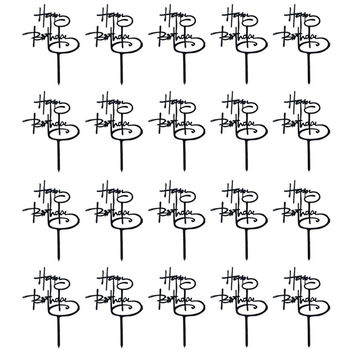 Set 20 de decoratiuni pentru tort, QttvbTna, negru, 15x10cm