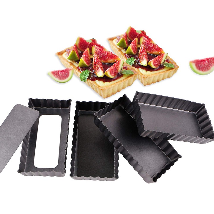 4 db tapadásmentes, kivehető aljú, mély tortaforma készlet, 11.5x4.5cm