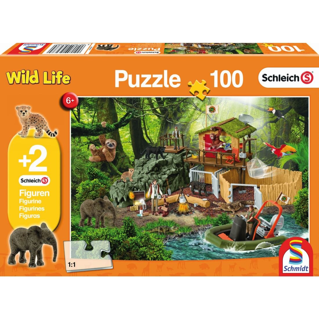Puzzle Schmidt pentru copii 100 piese Schleich: Statia de cercetare al lui Croco
