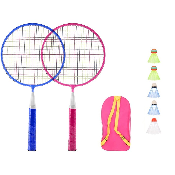 Set Smashminton Junior, 2 rachete, 5 fluiere, culori vibrante, pentru copii
