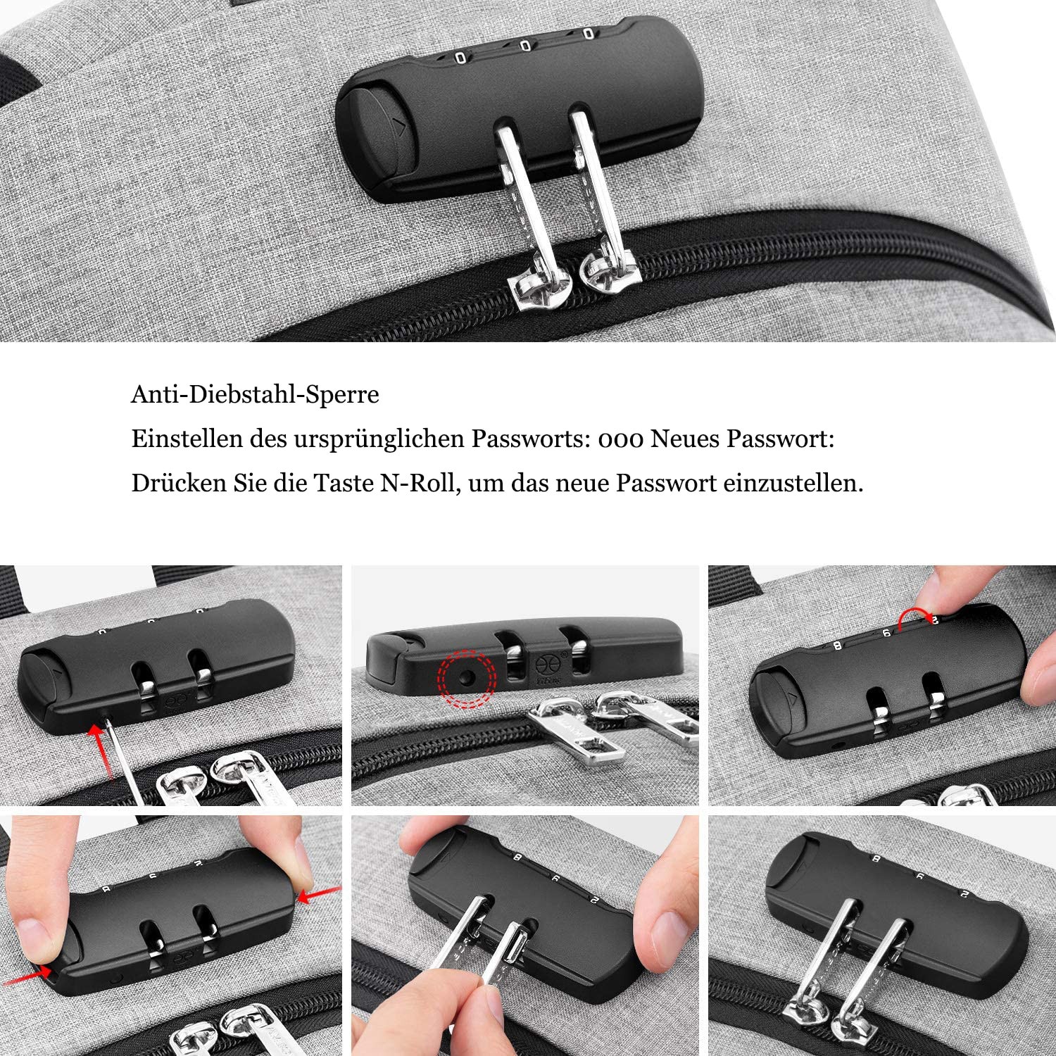 Rucsac laptop Enforose, 16.3 inch, rezistent la apa, cu fermoare metalice, sistem de blocare, culoare abanos