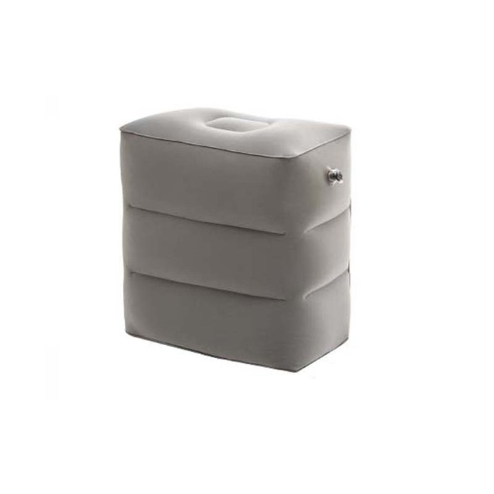 Suport pentru picioare gonflabil Enforose, material velur, ajustabil pe inaltime, usor de umflat, pentru calatorii, birou, acasa