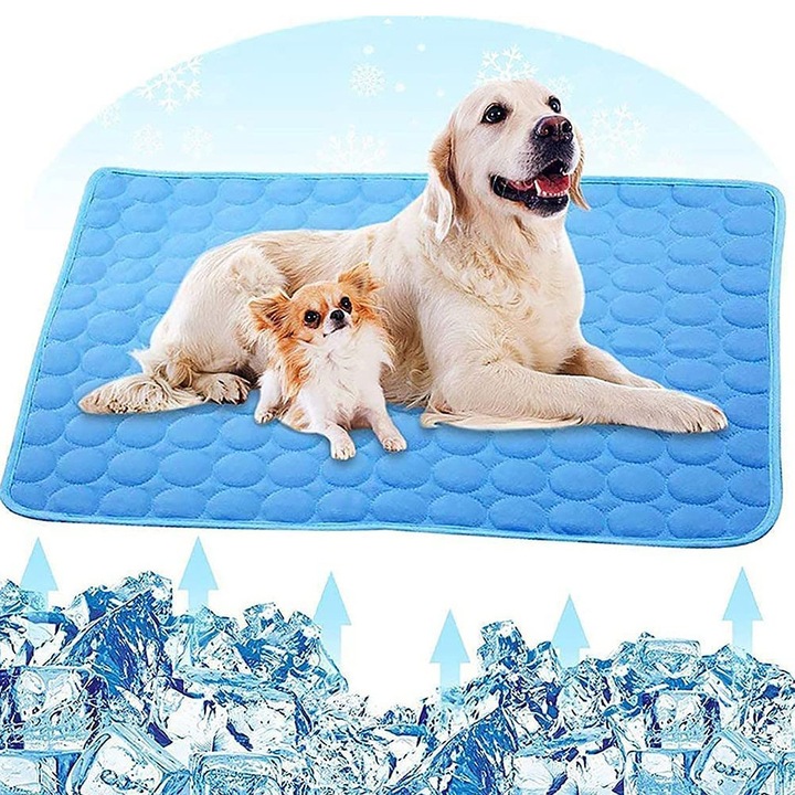 Saltea racoroasa pentru caini HERUSI albastru 70x55cm moale antiderapanta