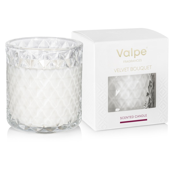Свещ от ароматно кристално стъкло BISPOL Valpe 40H КАДИФЕН БУКЕТ