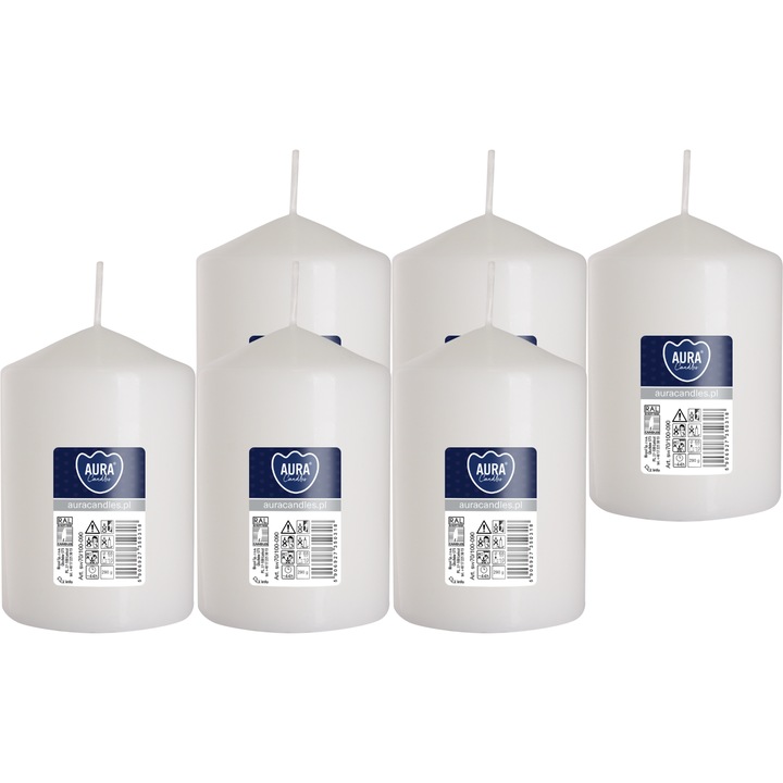 Цилиндрична свещ BISPOL Aura 44H 10CM SW70/100 БЯЛА 6бр.