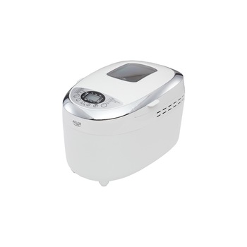 Masina de paine ADLER AD 6019,gluten free, 2 palete framantare, 850 W, 1250 g, 12 Programe, afisaj LCD, Alb Masina de paine ADLER AD 6019,gluten free, 2 palete framantare, 850 W, 1250 g, 12 Programe, afisaj LCD, Alb