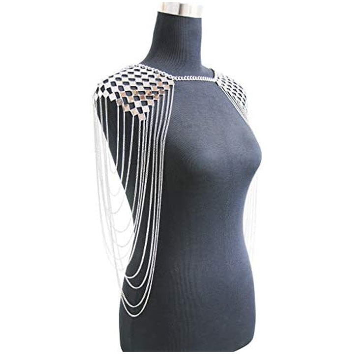 Lant de corp pentru femei, design Bohemian cu ciucuri, argintiu