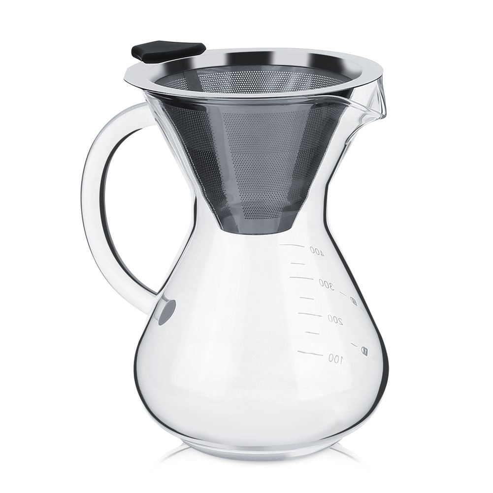Cafetiera manuala din sticla de 400 ml, filtru cu cantar, birou si casa