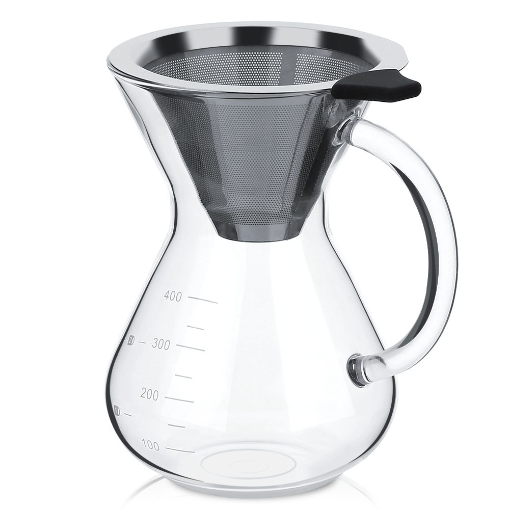 Cafetiera manuala din sticla de 400 ml, filtru cu cantar, birou si casa