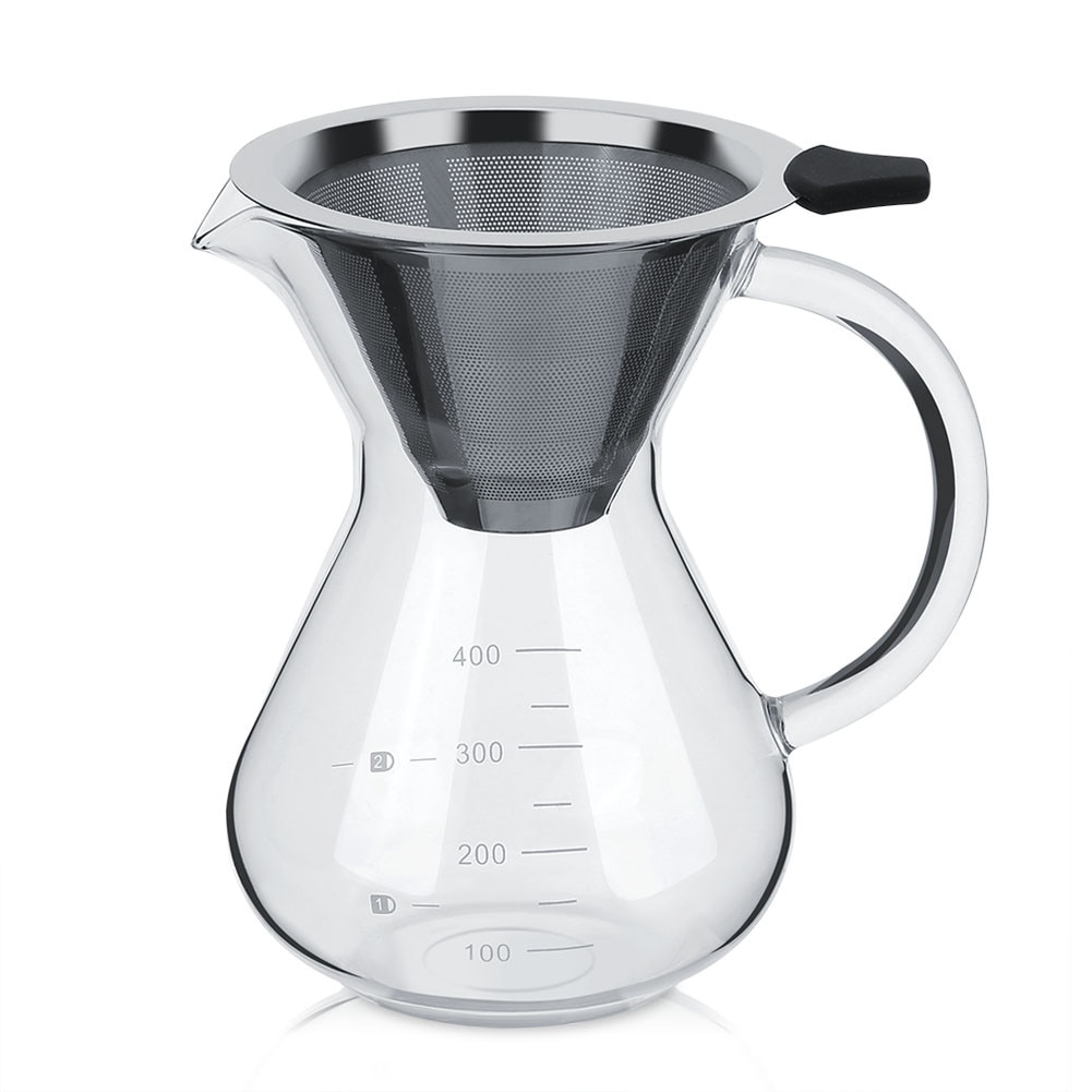Cafetiera manuala din sticla de 400 ml, filtru cu cantar, birou si casa