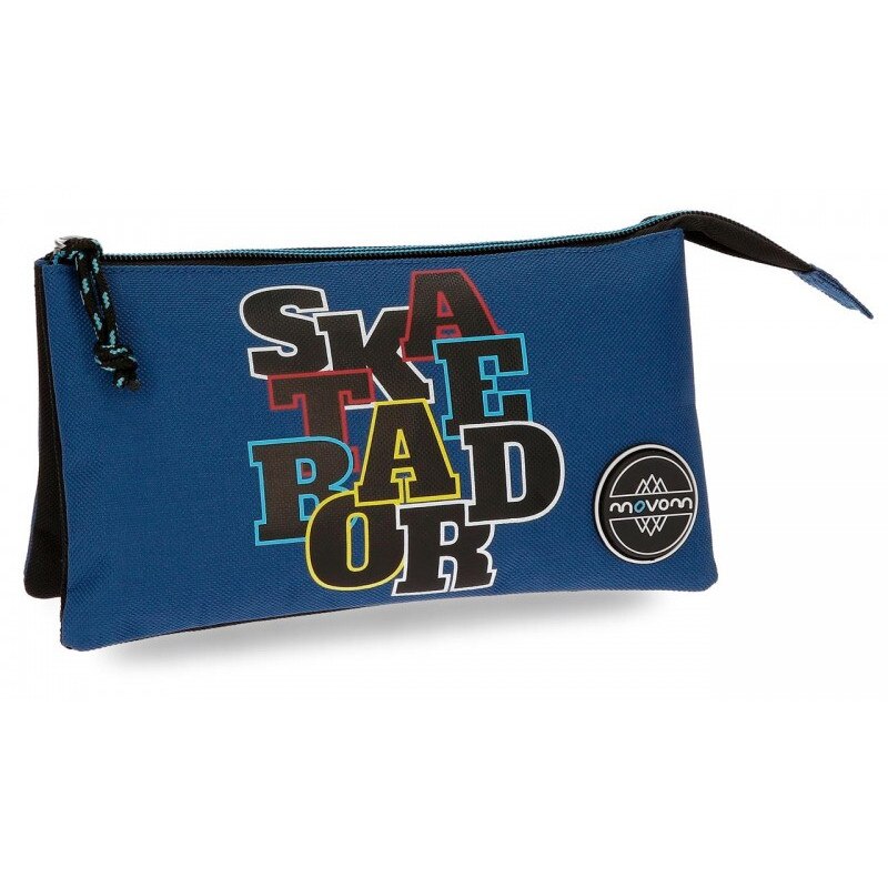 Penar 22 cm 3 compartimente Movom Skateboard albastru