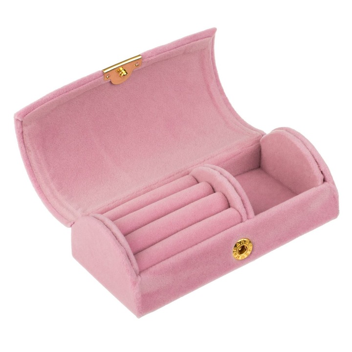 Cutie Organizator Cilindrica Roz cu Capsa pentru Bijuterii 10.5x5.5x3.5cm