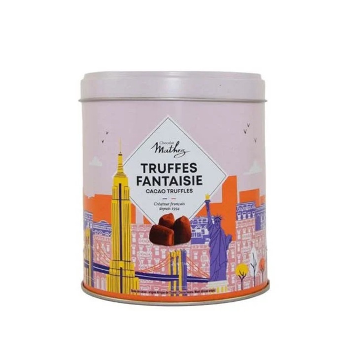 Trufe de ciocolata cu cacao in cutie metalica Mathez Travel USA 250g