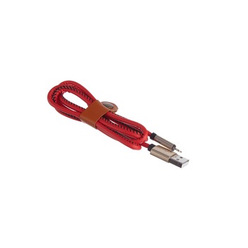 Cablu de date / Incarcare pentru IPhone, 1 metru, Piele, Rosu Cablu de date / Incarcare pentru IPhone, 1 metru, Piele, Rosu