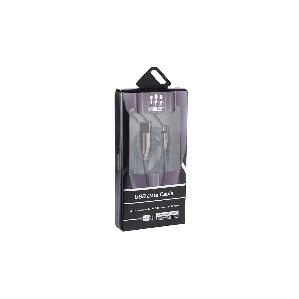 Cablu de date / Incarcare MicroUSB, 1 metru, Textil, Albastru