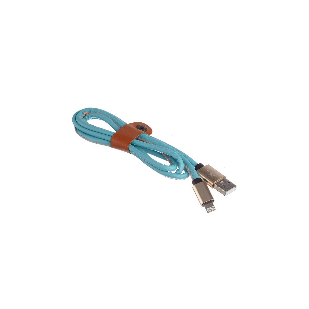 Cablu de date / Incarcare pentru IPhone, 1 metru, Piele, Albastru