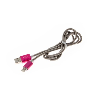 Cablu de date / Incarcare pentru IPhone, 1 metru, Metalic, Roz Cablu de date / Incarcare pentru IPhone, 1 metru, Metalic, Roz
