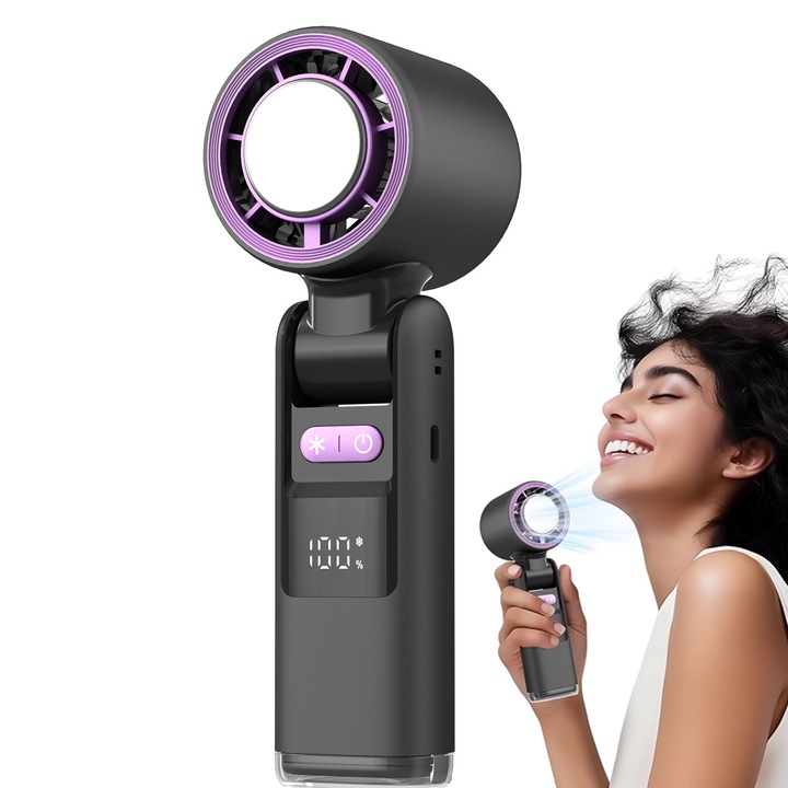 Ventilator Portabil De Mina, BYONDSELF®, 100 De Niveluri De Viteza, Alimentat Pe Baterii, Durata De Functionare Pana La 12 Ore, Ventilator 3 In 1, Cu Tehnologie Turbina De Aer Pentru Racire, Potrivit Pentru Activitati In Aer Liber, Calatorii Si Munca