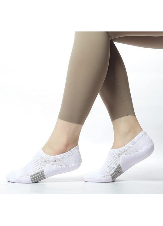 Sosete dama, set 6 perechi, unisex soseta sport, Respirabil, Absorbant de transpiratie, Anti-Frecare, Potrivit pentru agrement si sport, One Size INTL, Alb