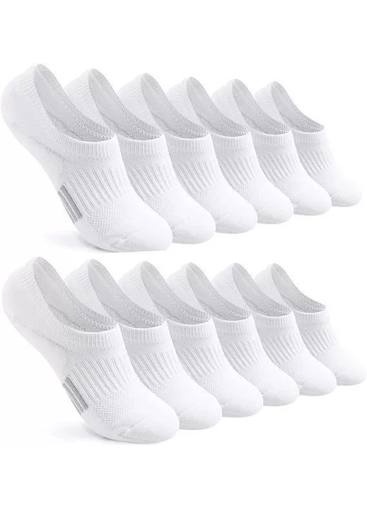 Női zokni, 6 pár szett, unisex sportzokni, lélegző, izzadságelnyelő, súrlódásgátló, szabadidős és sporttevékenységekhez alkalmas, univerzális méret, fehér