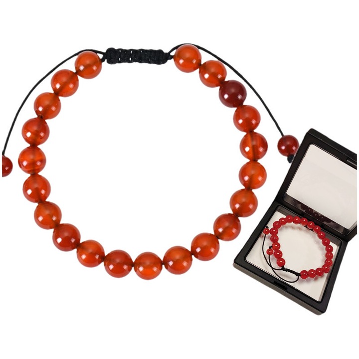 Bratara din agate rosie naturala, handmade, ajustabila, cu cutie de bijuterii