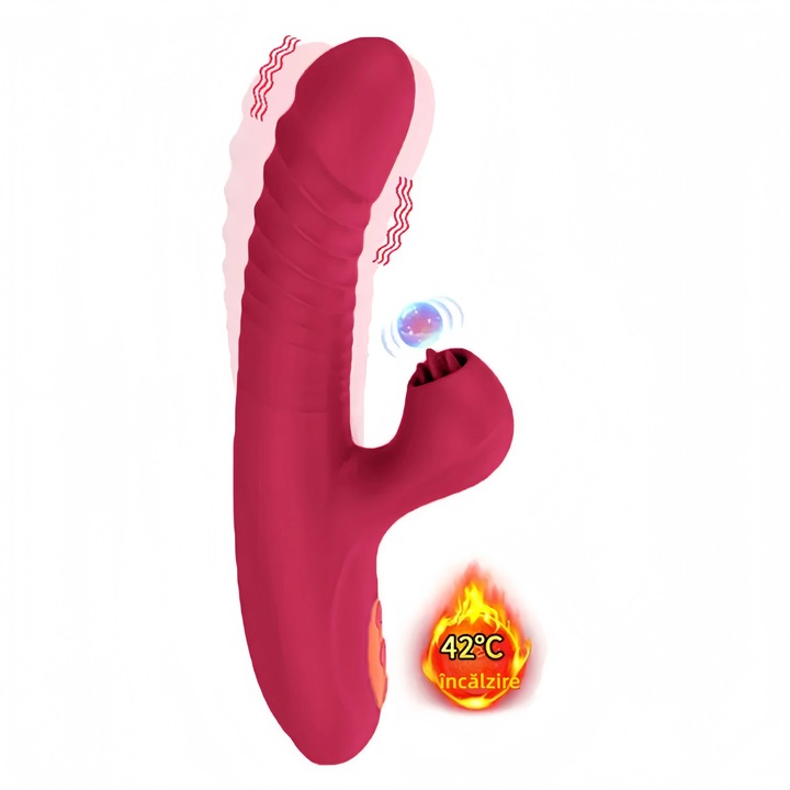 Вибратор за жени, стимулация на клитора, G-точка, 10 режима на вибрация, 7 режима на тласък, с нагряване, медицински силикон, водоустойчив, безшумен