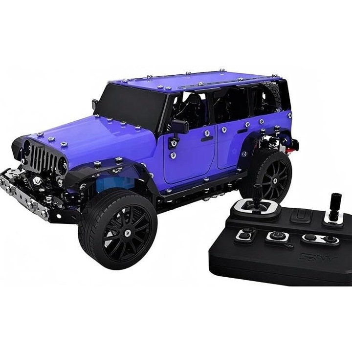 Jucarie de Asamblare de Constructie de JEEP din Metal 653 de Bucati Seturi de Montaj de Constructie de Proiect STEM Set de Modele de JEEP cu Telecomanda