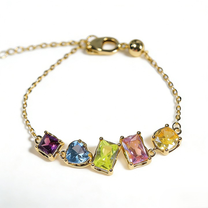 Bratara din cupru cu zirconii colorate, 20cm, multicolor, bratara smile